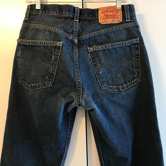 LEVI'S 505 MEN'S BLUE DENIM, REGULAR FIT, STRAIGHT LEG, SIZE:  32 X 32 - Picture 4 of 8